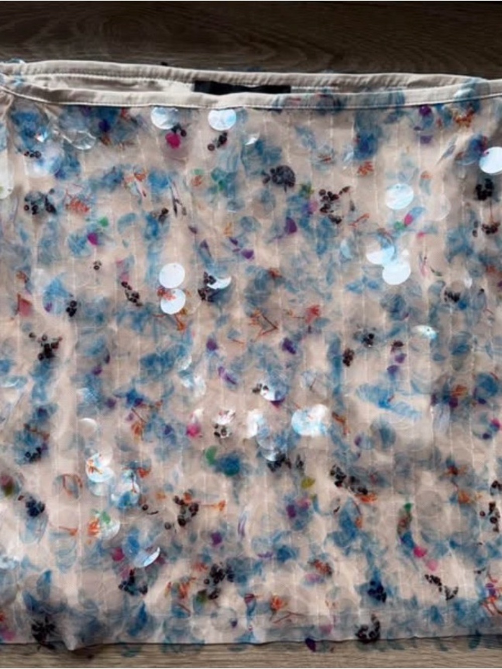 Zara Cream Mini Skirt with Multicolor Sequin Detail